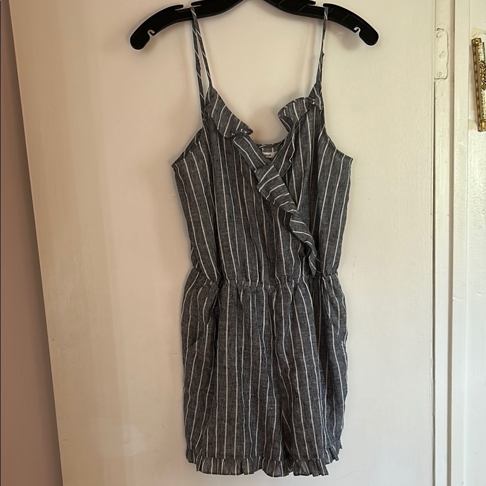 BCBGeneration Gray Striped Jumpsuit